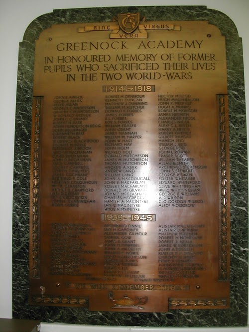 © Inverclyde's Great War: Licensor: Inverclyde's Great War John MacDougall Greenock Academy memorial