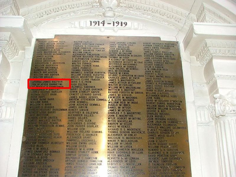 © Scotlands War memorials modified by Gordon Masterton: Licensor: Gordon Masterton Ian Bannatyne Glasgow High School memorial