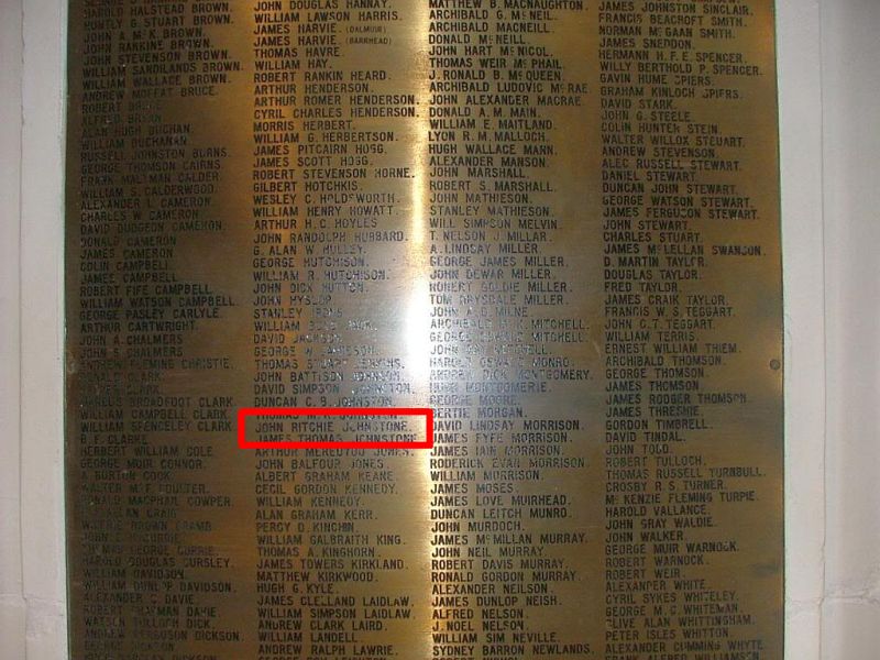 © Scotlands War memorials modified by Gordon Masterton: Licensor: Gordon Masterton Ritchie Johnstone Glasgow High School memorial